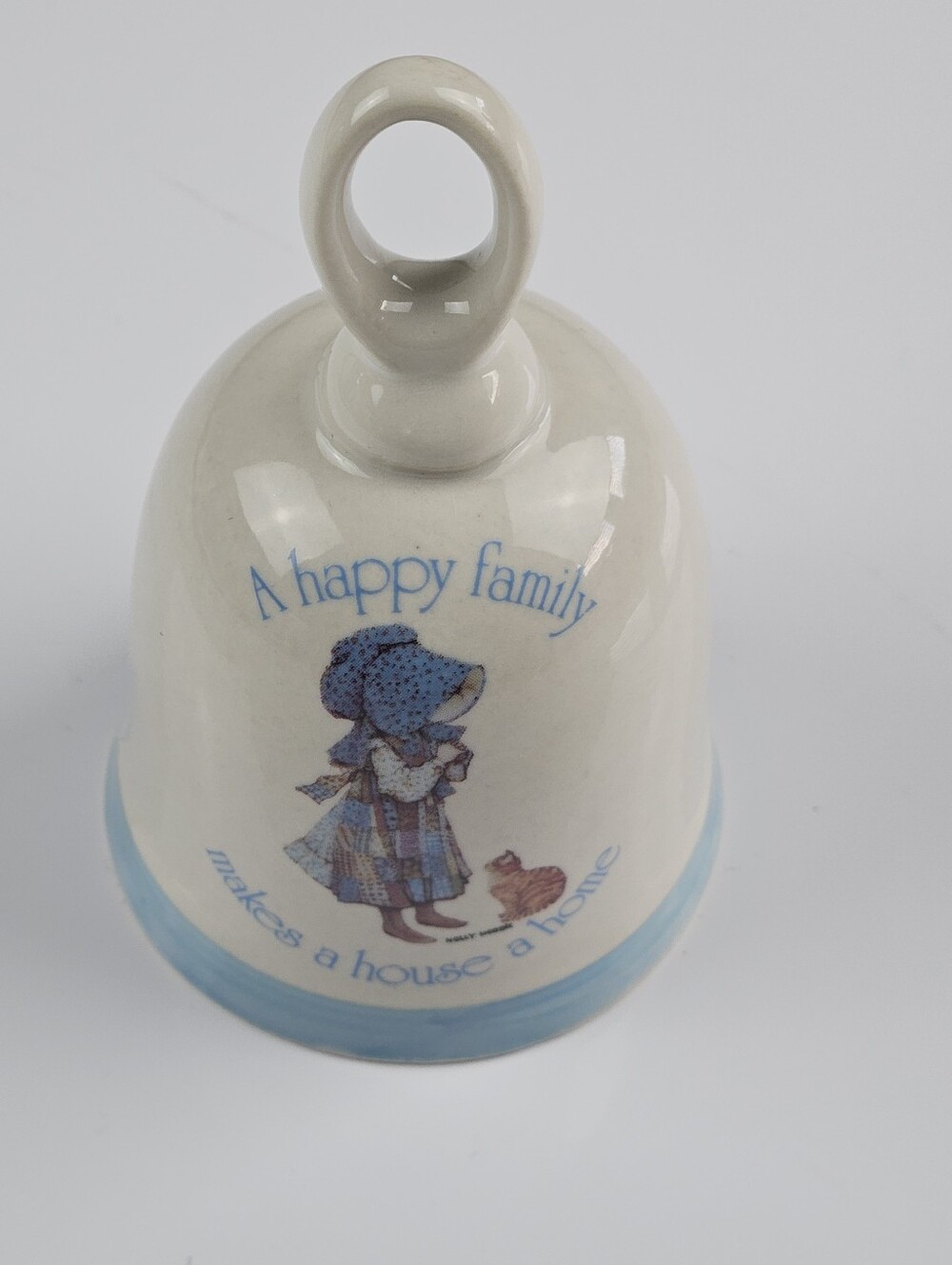 Vintage Holly Hobbie Blue Girl Stoneware Bell A Happy Family Makes a House